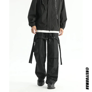 New Cargo Pants Baggy Straight Oversize Trousers Fashion Wide Leg Pockets Black Joggers Trousers Y2k Streetwear Clothing